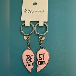 NEW- Kate Spade Pink Heart Keychain Set